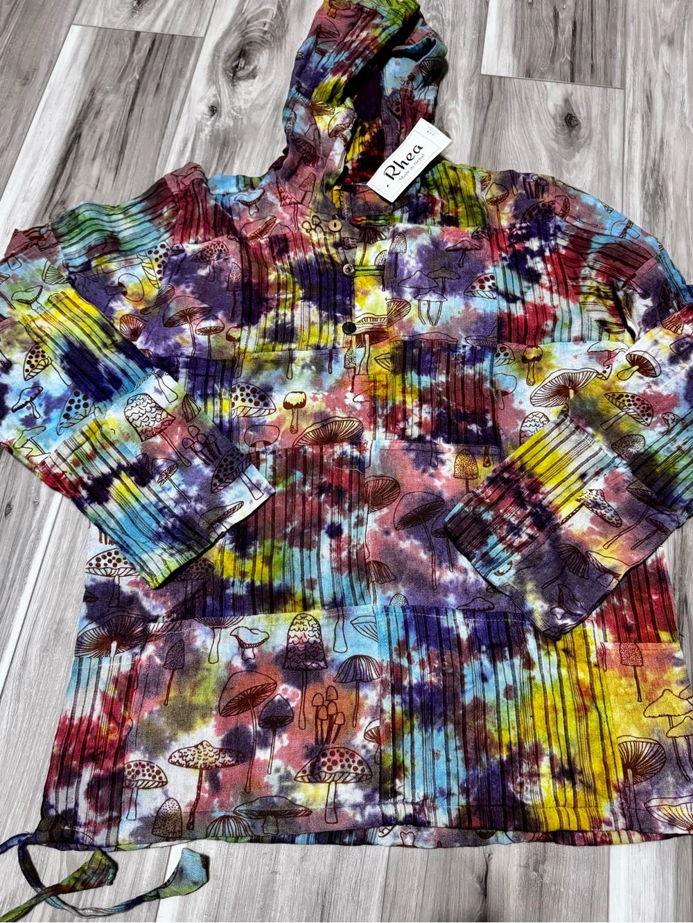 Rhea Colorful Mushroom Patchwork Hooded Top